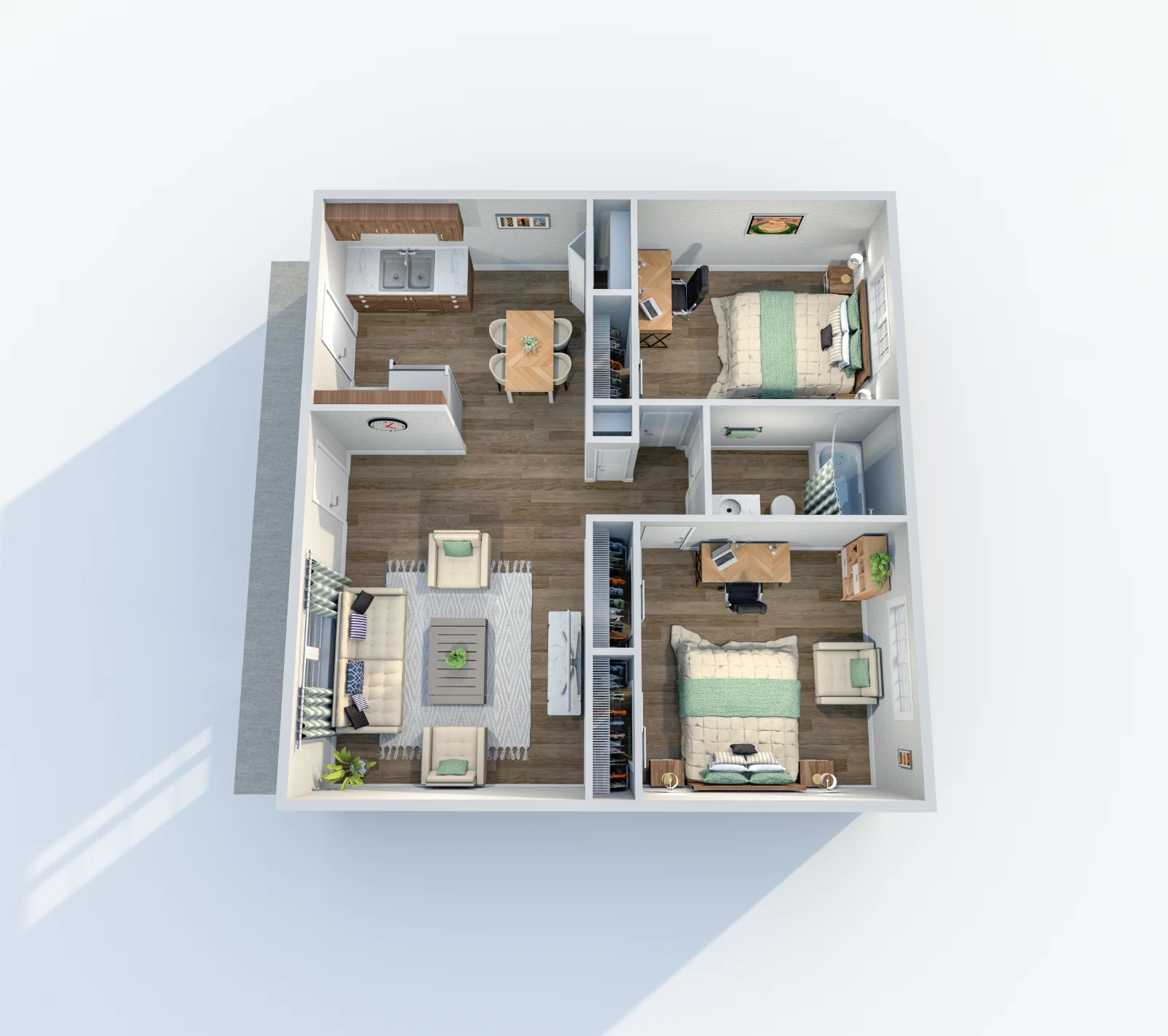 La Palma — floor plan, Plan B1 · 2 bed · 1 bath · 868 sq ft